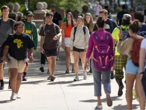 Students walk across the St. Norbert College campus