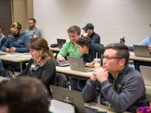 MBA students working in a classroom