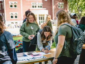 Students signing up for sororities