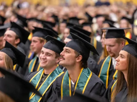 St. Norbert College graduates seated at the graduation ceremony