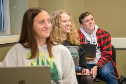Students attend class at St. Norbert College