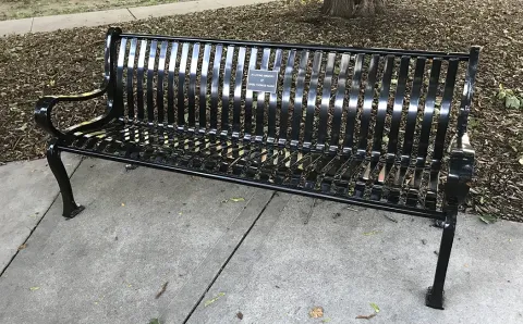 A memorial bench at St. Norbert College