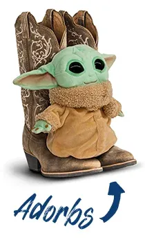 Baby Yoda on cowboy boots