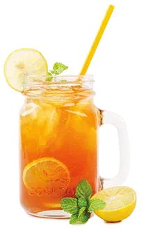 ice tea with lemon in a mason jar