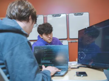 Students working on computers
