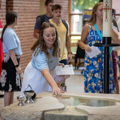 Students inside Old St. Joseph Church